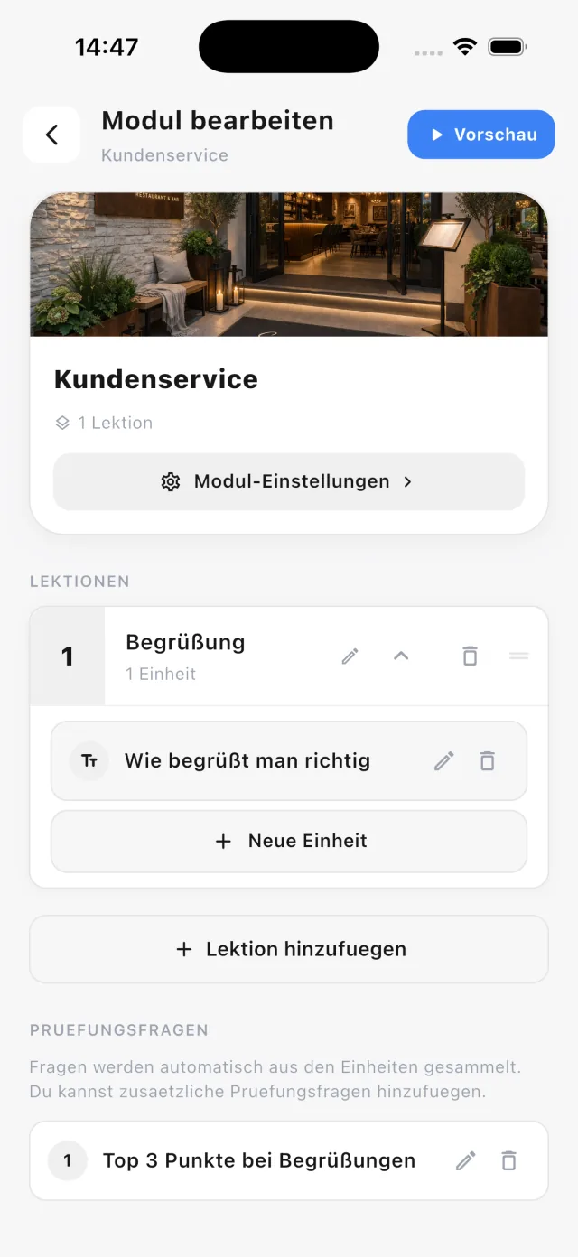 Istaris App: Modul bearbeiten